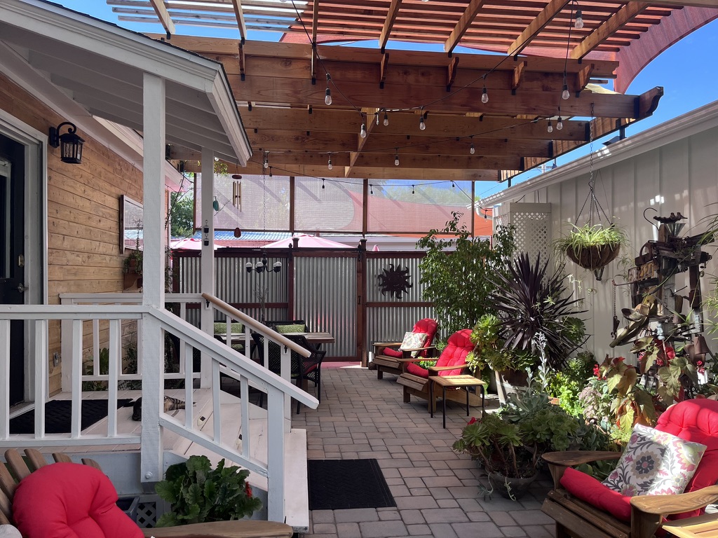 Outdoor patio and custom pergola